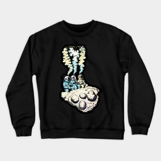 Three astronauts with smoking heads sitting on a cloud of moon Crewneck Sweatshirt